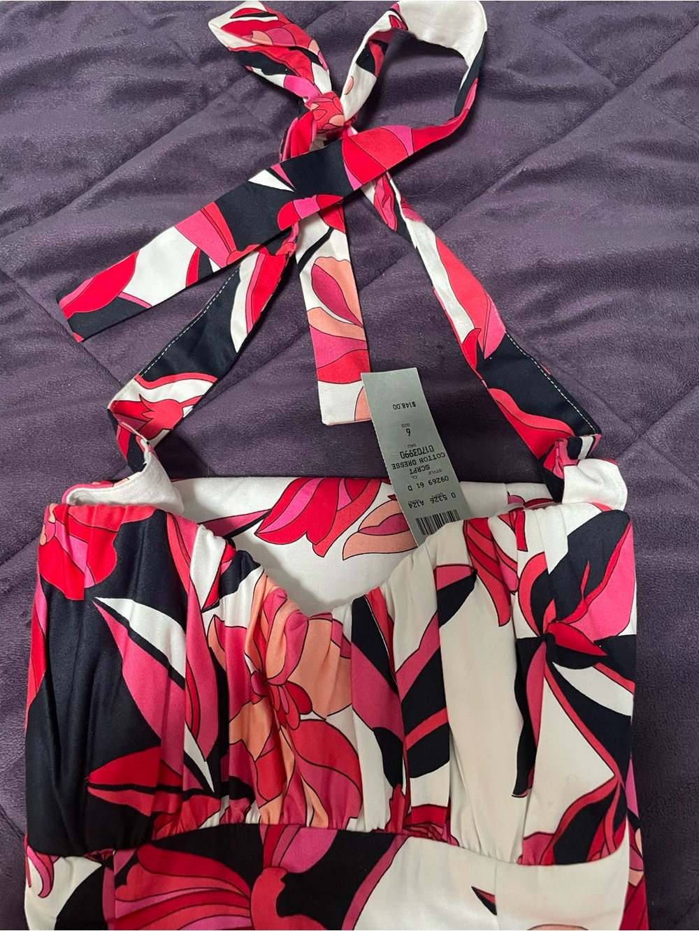 Cache Floral Halter Sundress in Hot Pink, Black & White